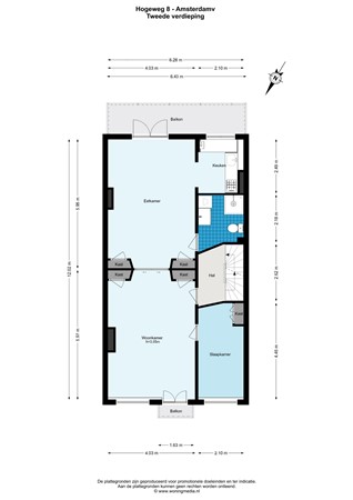 Floorplan - Hogeweg 8H, 1098 CB Amsterdam